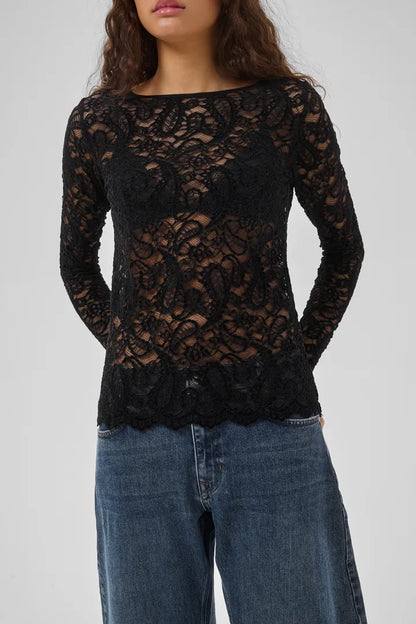 Salvi LS Lace Blouse Black My Essential Wardrobe