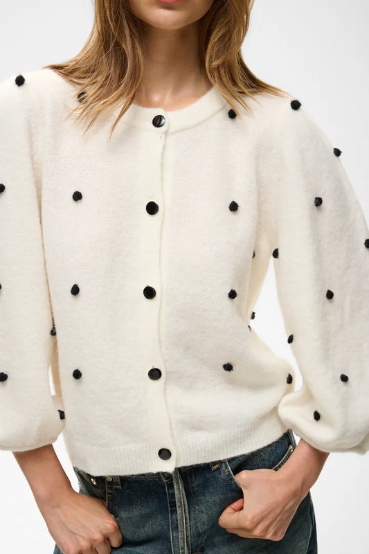 Alpha Dot Cardigan Ivory Gestuz