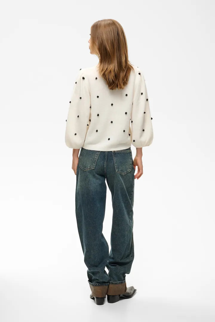 Alpha Dot Cardigan Ivory Gestuz