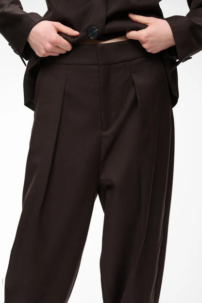CadieIW Mel Core Barrel Pant Chocolate Brown Mel InWear