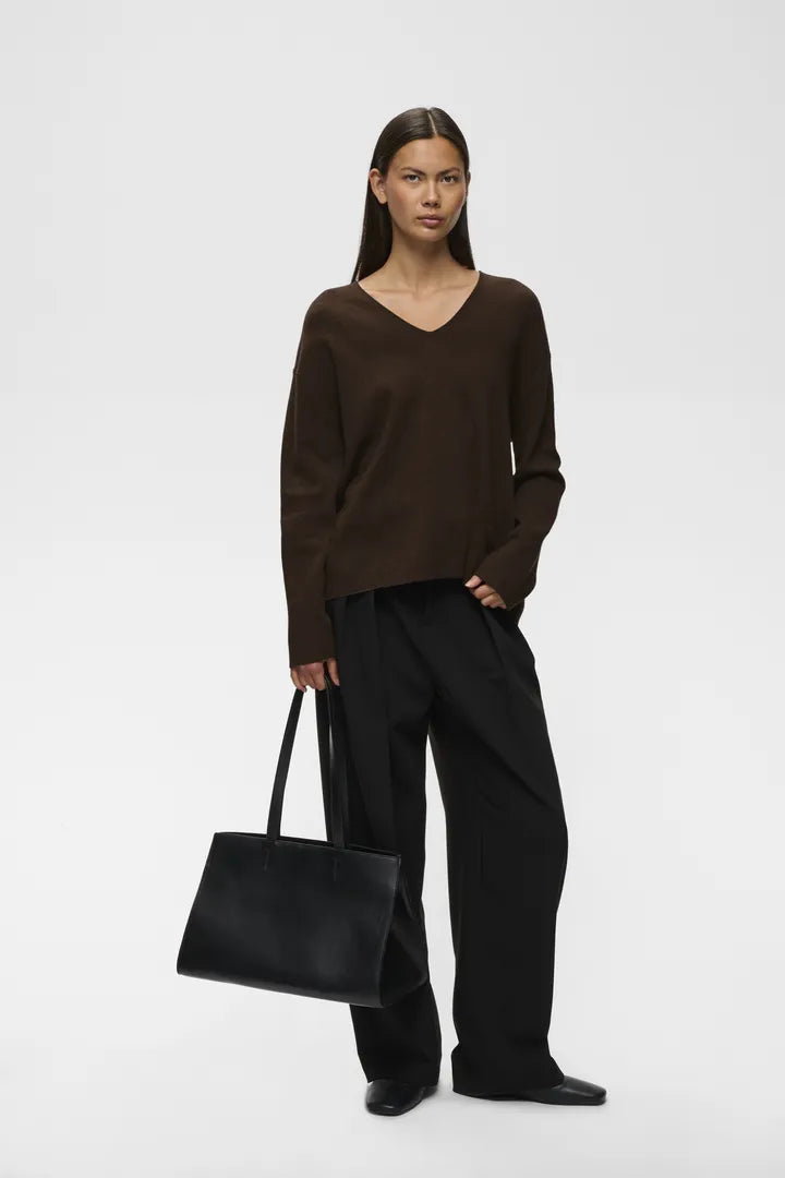 TildaIW V-Neck Chocolate Brown Melange InWear