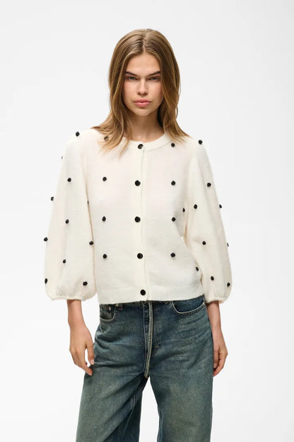 Alpha Dot Cardigan Ivory Gestuz