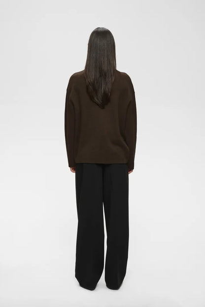 TildaIW V-Neck Chocolate Brown Melange InWear