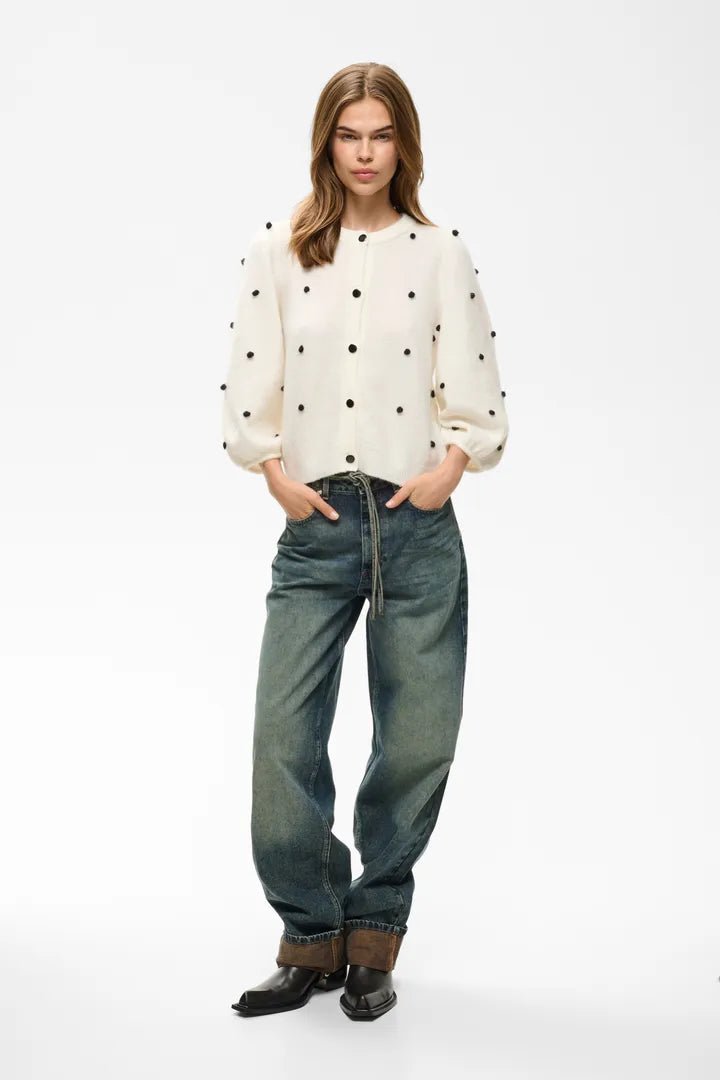 Alpha Dot Cardigan Ivory Gestuz