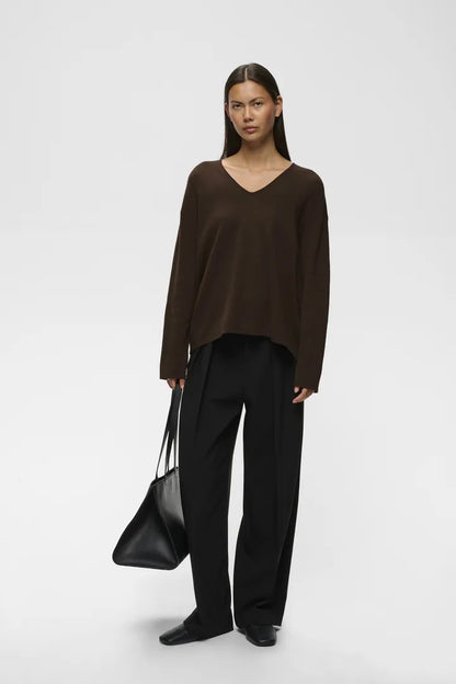 TildaIW V-Neck Chocolate Brown Melange InWear