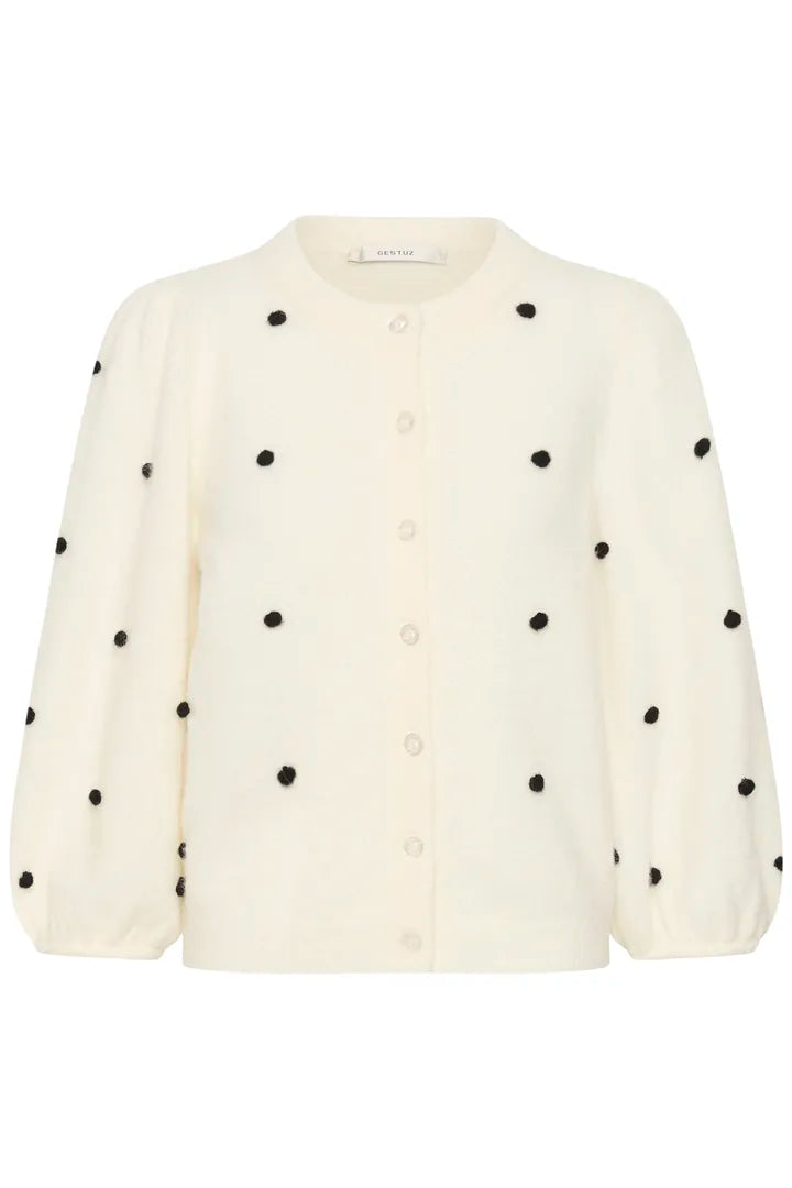 Alpha Dot Cardigan Ivory Gestuz