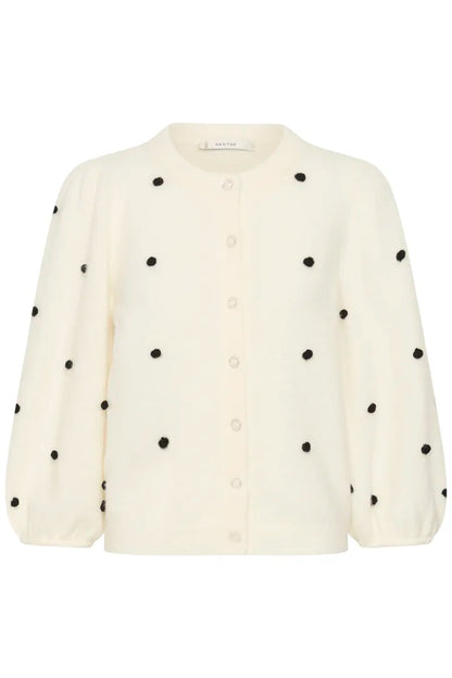Alpha Dot Cardigan Ivory Gestuz