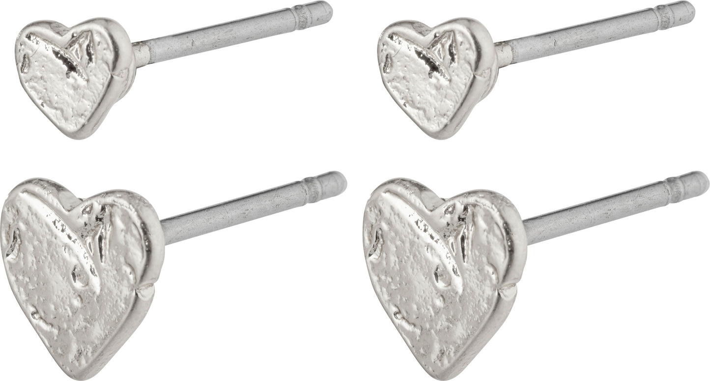 Sophia Small Heart Stud Earrings Silver Pilgrim