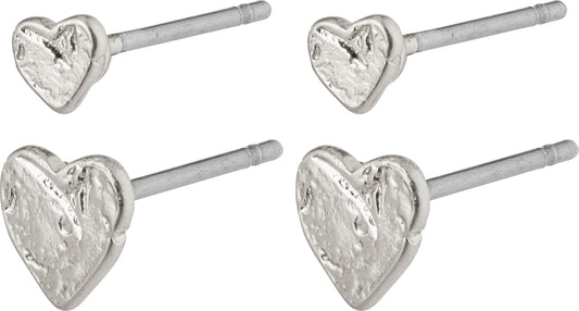 Sophia Small Heart Stud Earrings Silver Pilgrim
