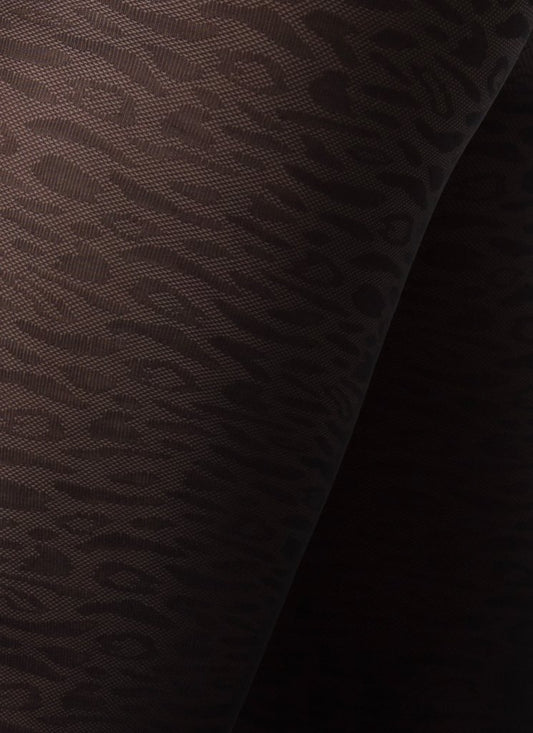 Emma Leopard Dark Brown Swedish Stockings
