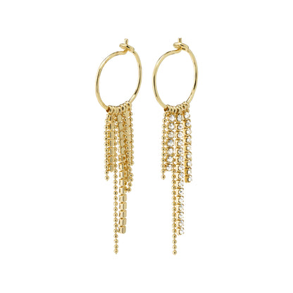 Maja Crystal Waterfall Hoop Earrings Gold Pilgrim