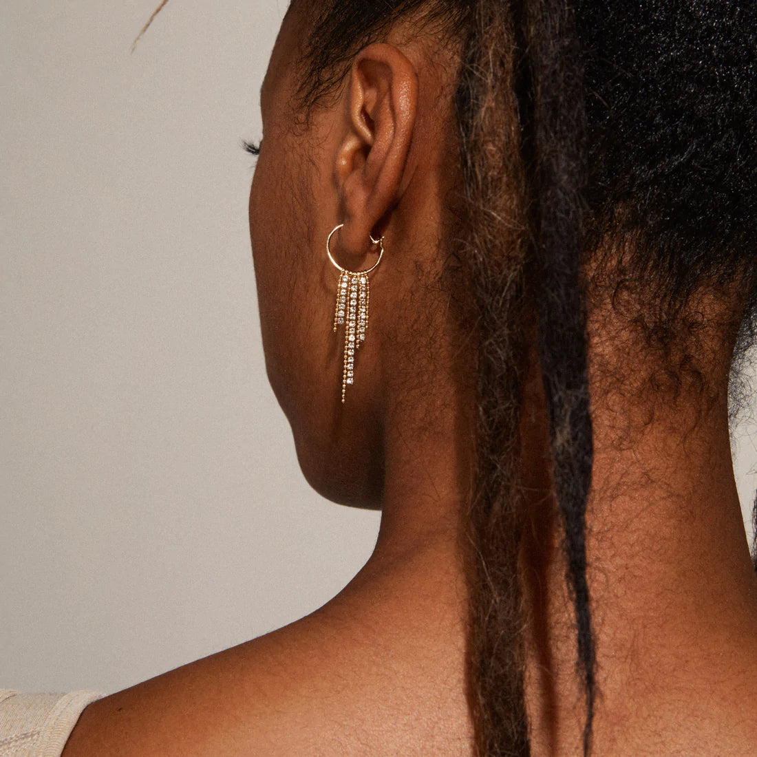 Maja Crystal Waterfall Hoop Earrings Gold Pilgrim