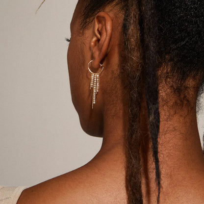 Maja Crystal Waterfall Hoop Earrings Gold Pilgrim