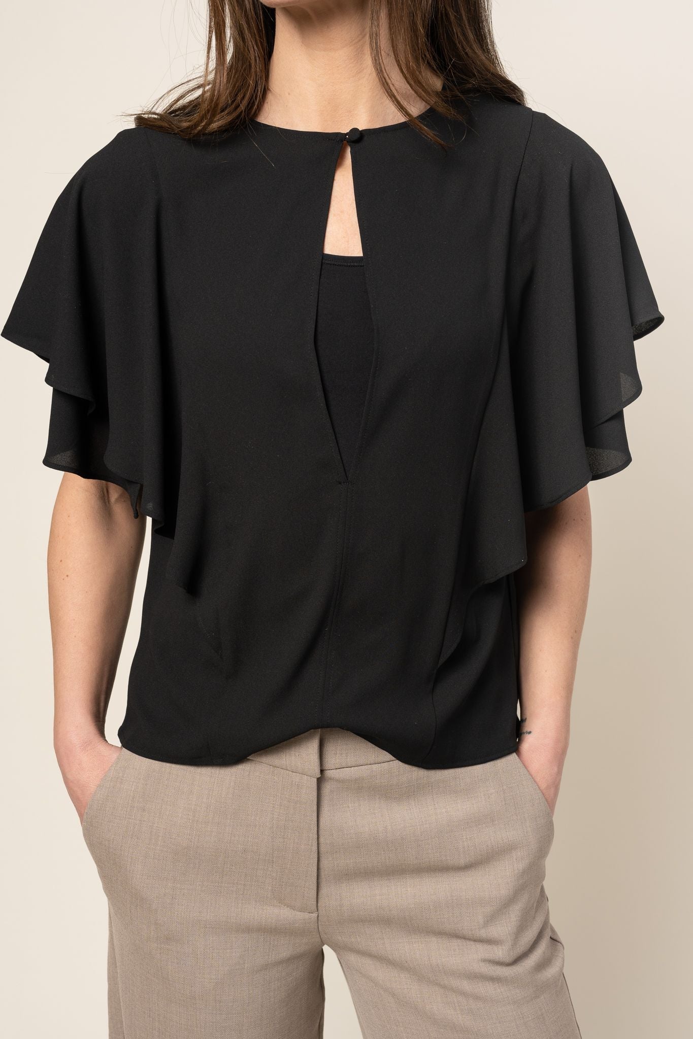 Frill Sleeve Top Black Filippa K