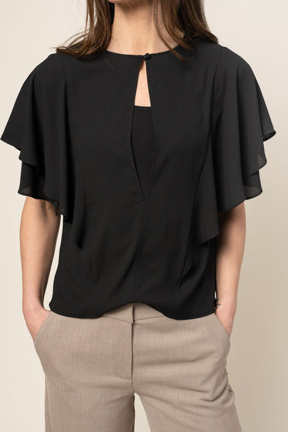Frill Sleeve Top Black Filippa K