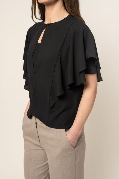 Frill Sleeve Top Black Filippa K