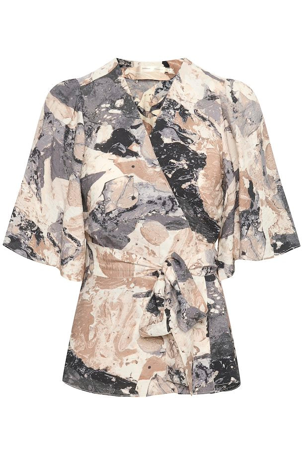 ElitaIW Wrap Top Graffiti Wall Grey InWear