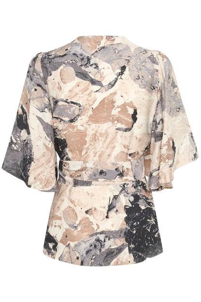 ElitaIW Wrap Top Graffiti Wall Grey InWear