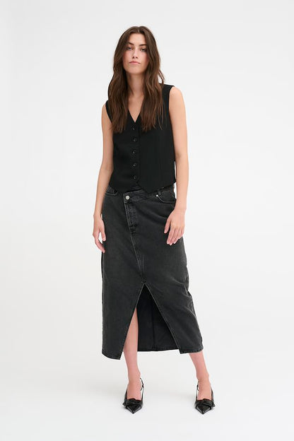 Louis Wrap Skirt Black Wash My Essential Wardrobe