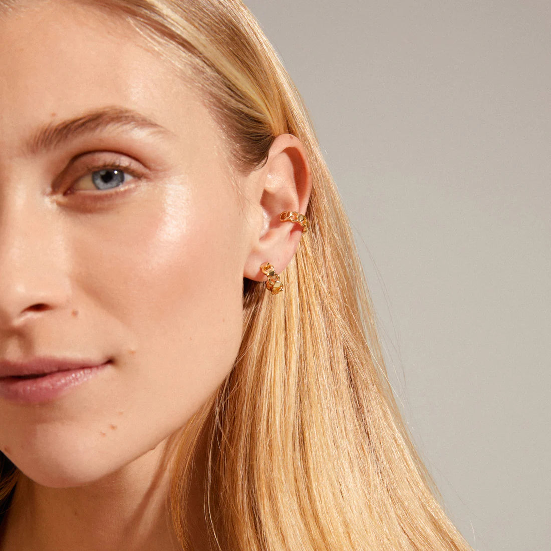 Desiree Recycled Hoop & Cuff Earrings Gold Pilgrim