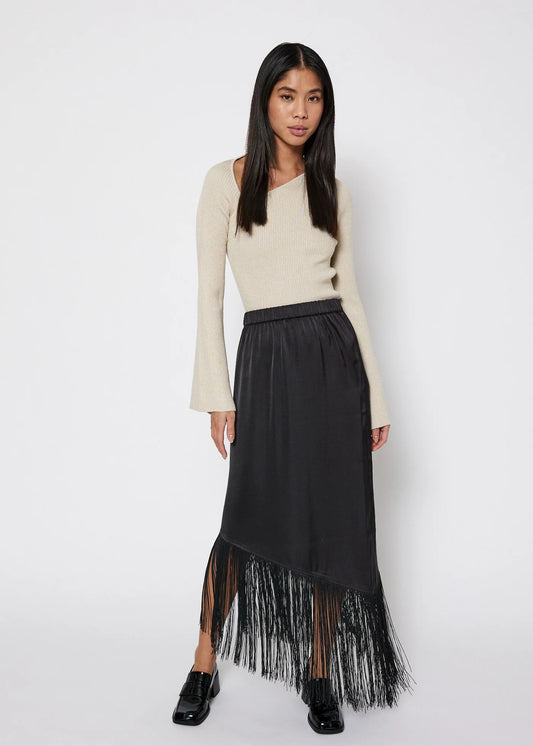 Gili Fringe Skirt Black Norr