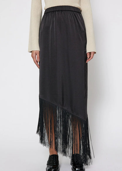 Gili Fringe Skirt Black Norr