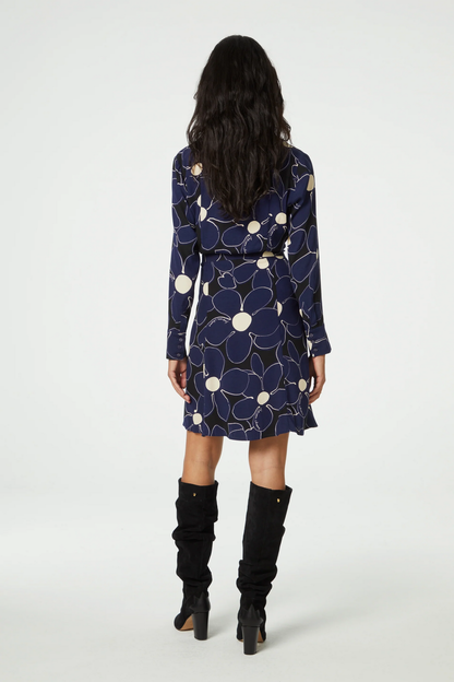 Hayley Jane Dress Navy Super Flower Fabienne Chapot