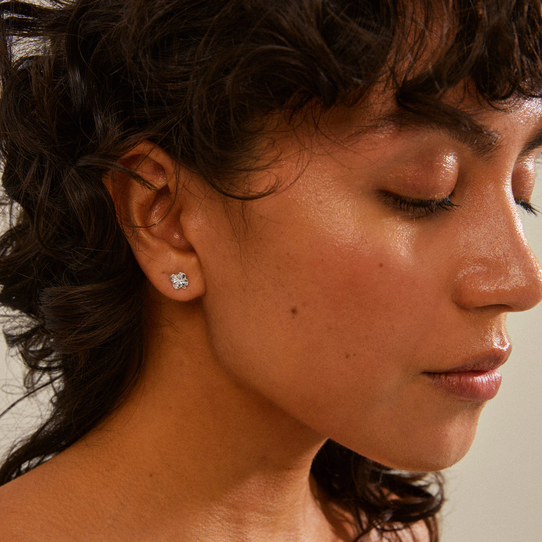 Octavia Recycled Clover Earrings Silver Pilgrim