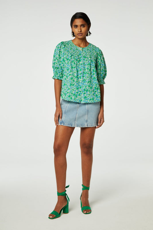 June SS Blouse Green Clueless Fabienne Chapot