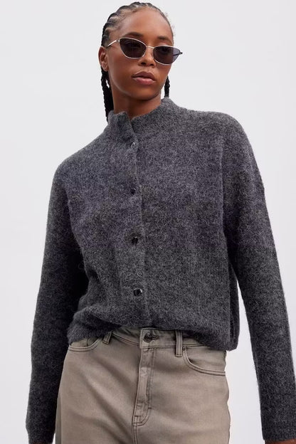 AlphaGZ Short Cardigan Charcoal Melange Gestuz