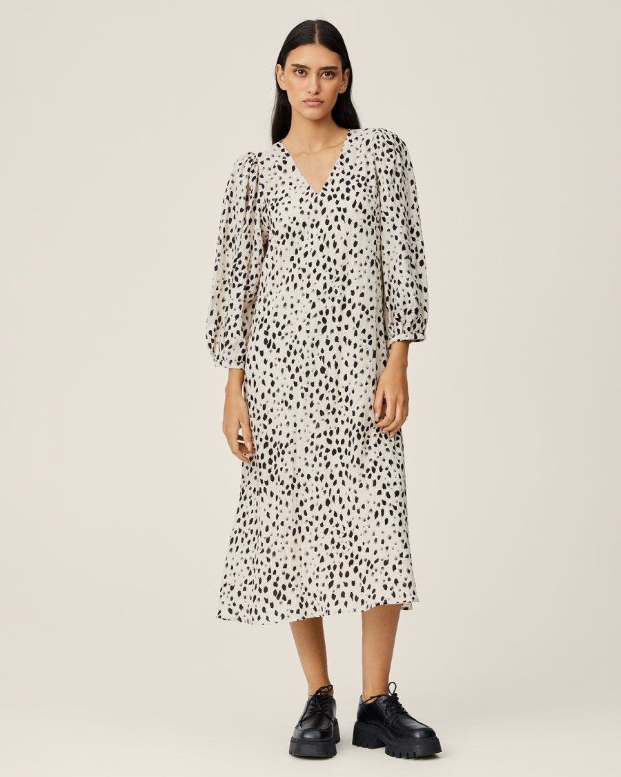 Angelina 3/4 Dress AOP Peyote Dot MSCH