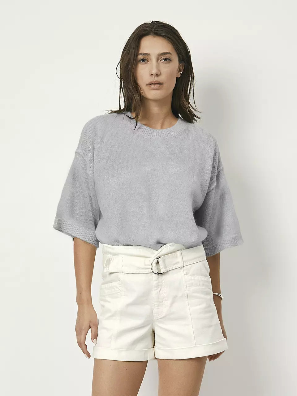 Hiaru Relaxed SS Sweater Heather Grey Dante6