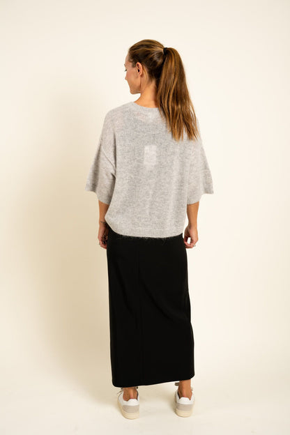 Hiaru Relaxed SS Sweater Heather Grey Dante6