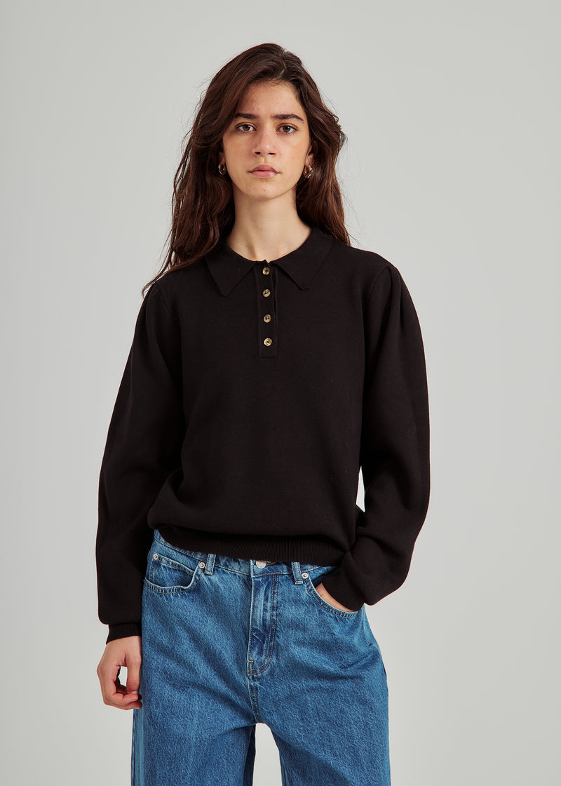 Als Polo Knit Top Black Norr