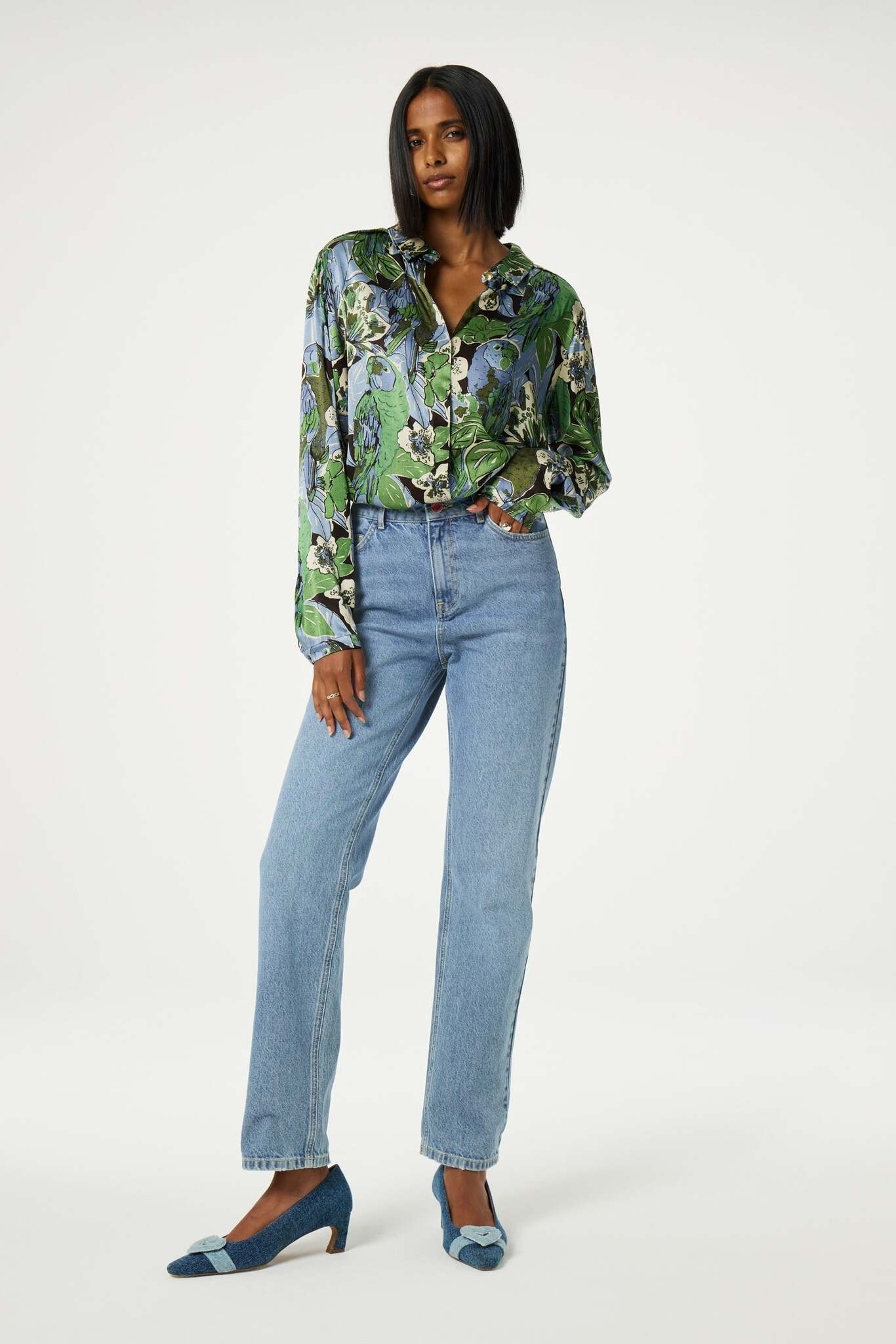 Sunrise Blouse Black/Parrot Green Fabienne Chapot