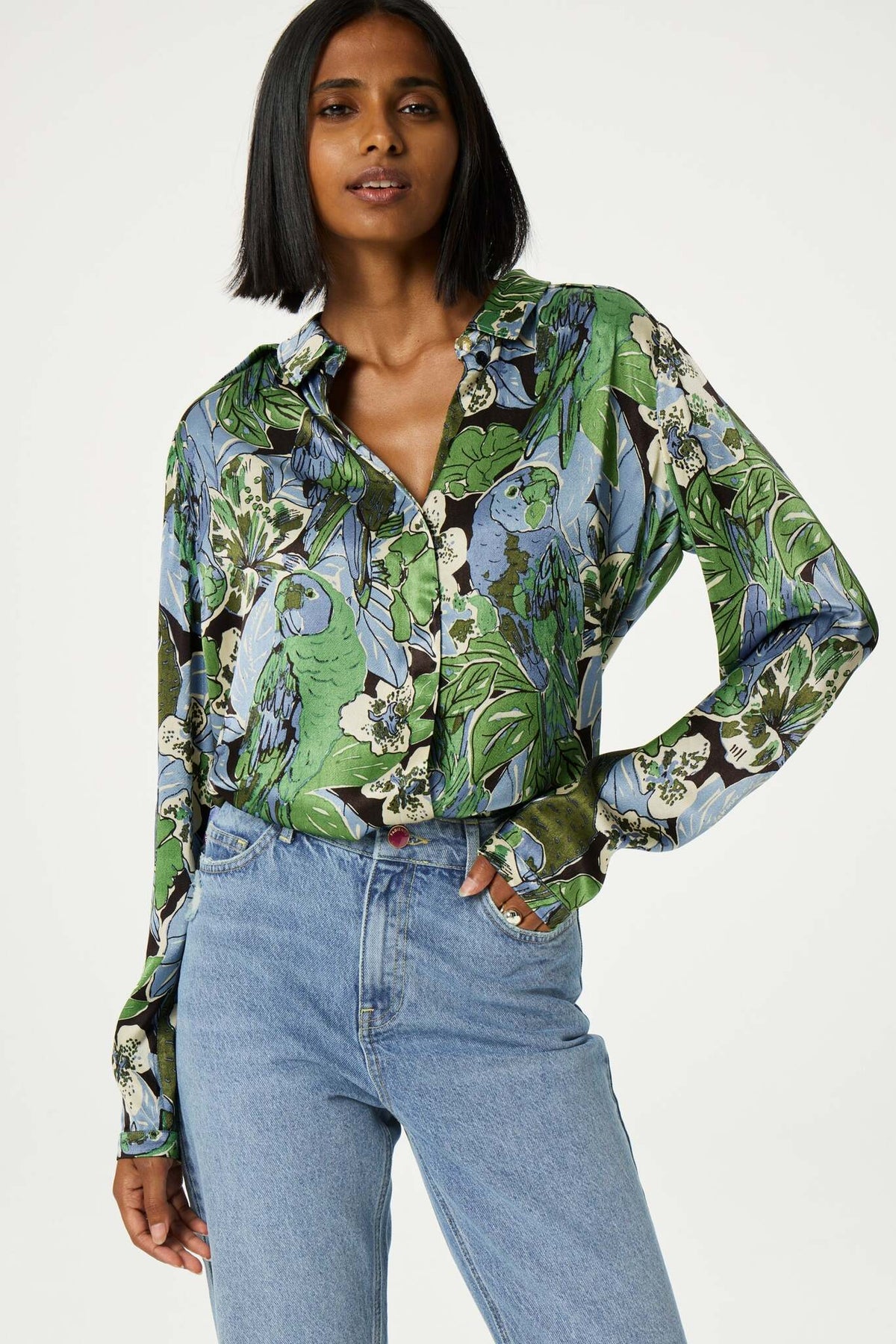 Sunrise Blouse Black/Parrot Green Fabienne Chapot