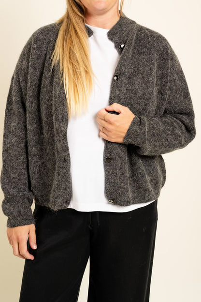 AlphaGZ Short Cardigan Charcoal Melange Gestuz