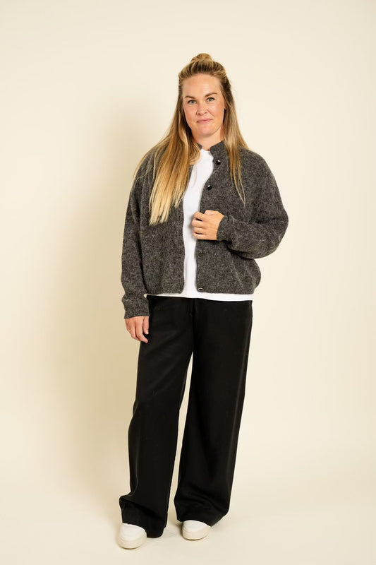 AlphaGZ Short Cardigan Charcoal Melange Gestuz