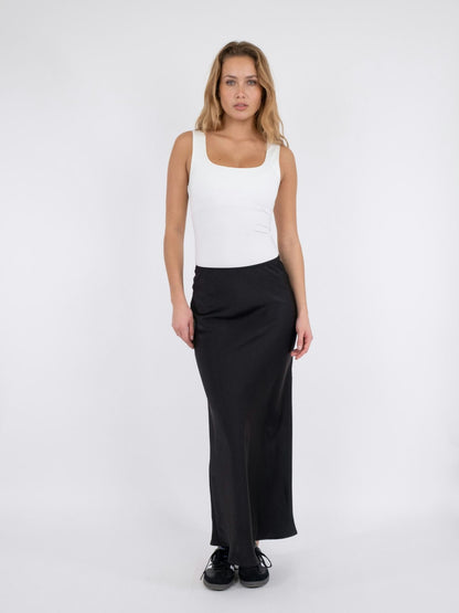 Vicky Heavy Sateen Skirt Black Neo Noir