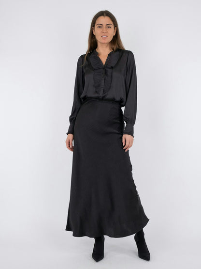 Vicky Heavy Sateen Skirt Black Neo Noir