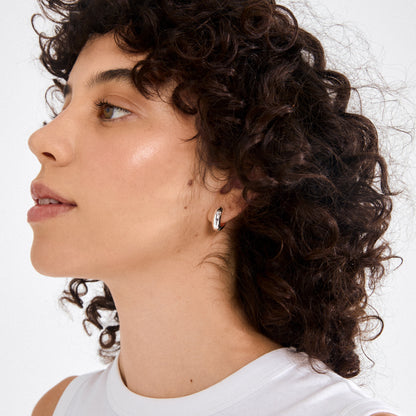 Mine Recycled Chunky Huggie Hoops Silver Pilgrim