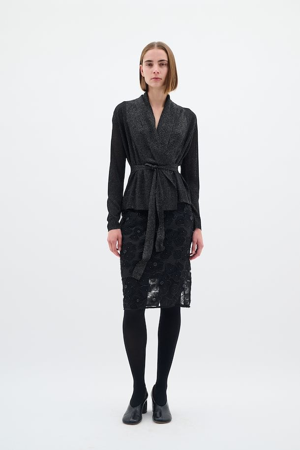 ThaniIW Short Cardigan Glitter Black InWear