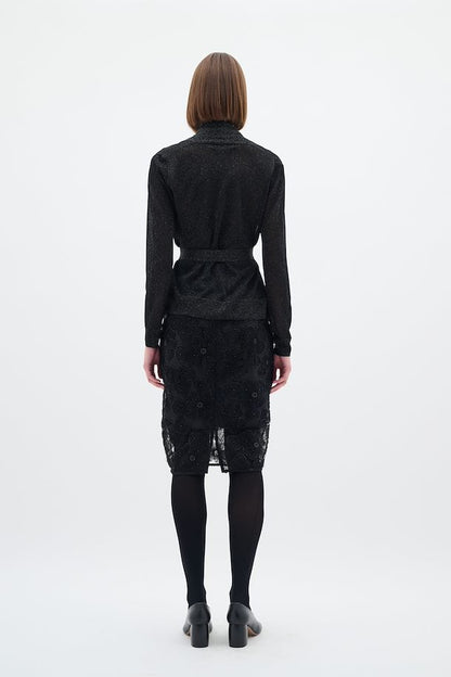 ThaniIW Short Cardigan Glitter Black InWear