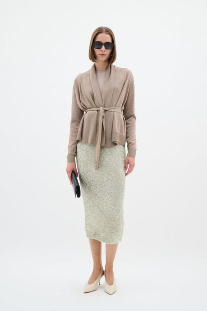 ThaniIW Short Cardigan Glitter Gold InWear