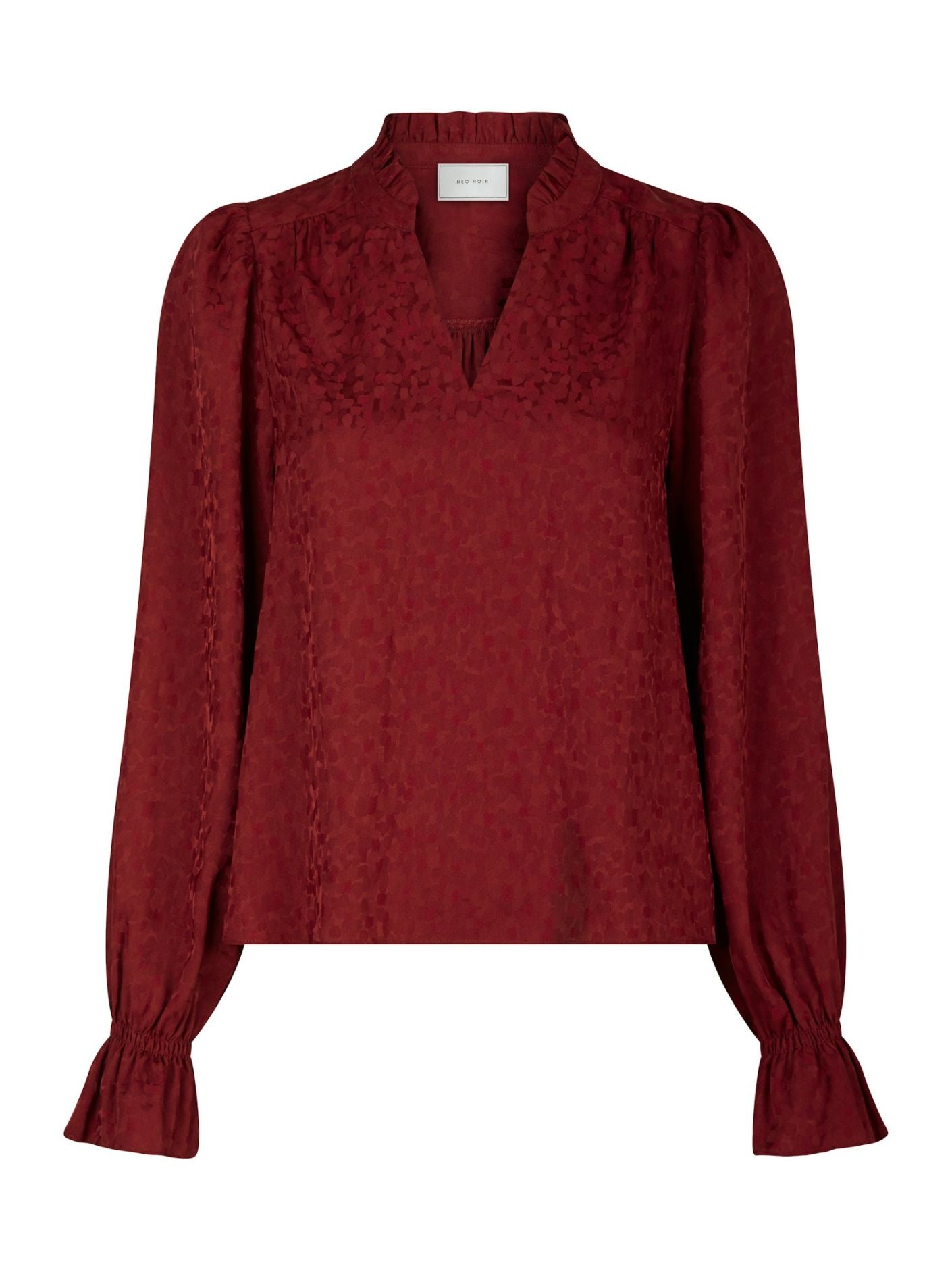 Amara Jacquard Dot Blouse Wine Neo Noir