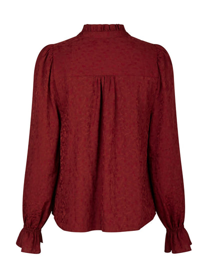 Amara Jacquard Dot Blouse Wine Neo Noir