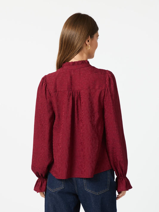 Amara Jacquard Dot Blouse Wine Neo Noir