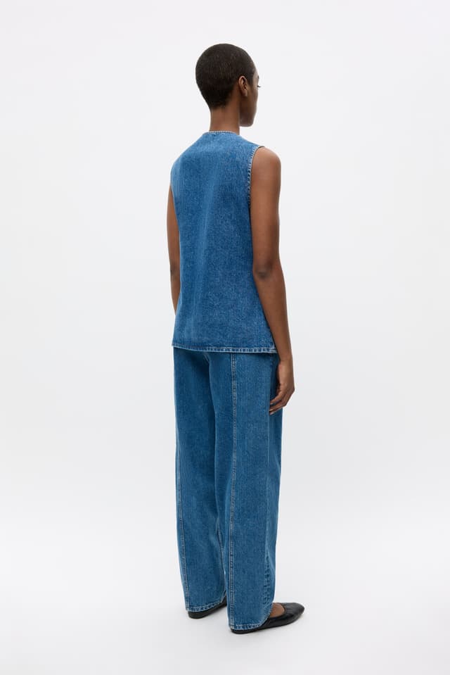 Enatenna Denim Vest 7215 Worn Dark Blue Envii