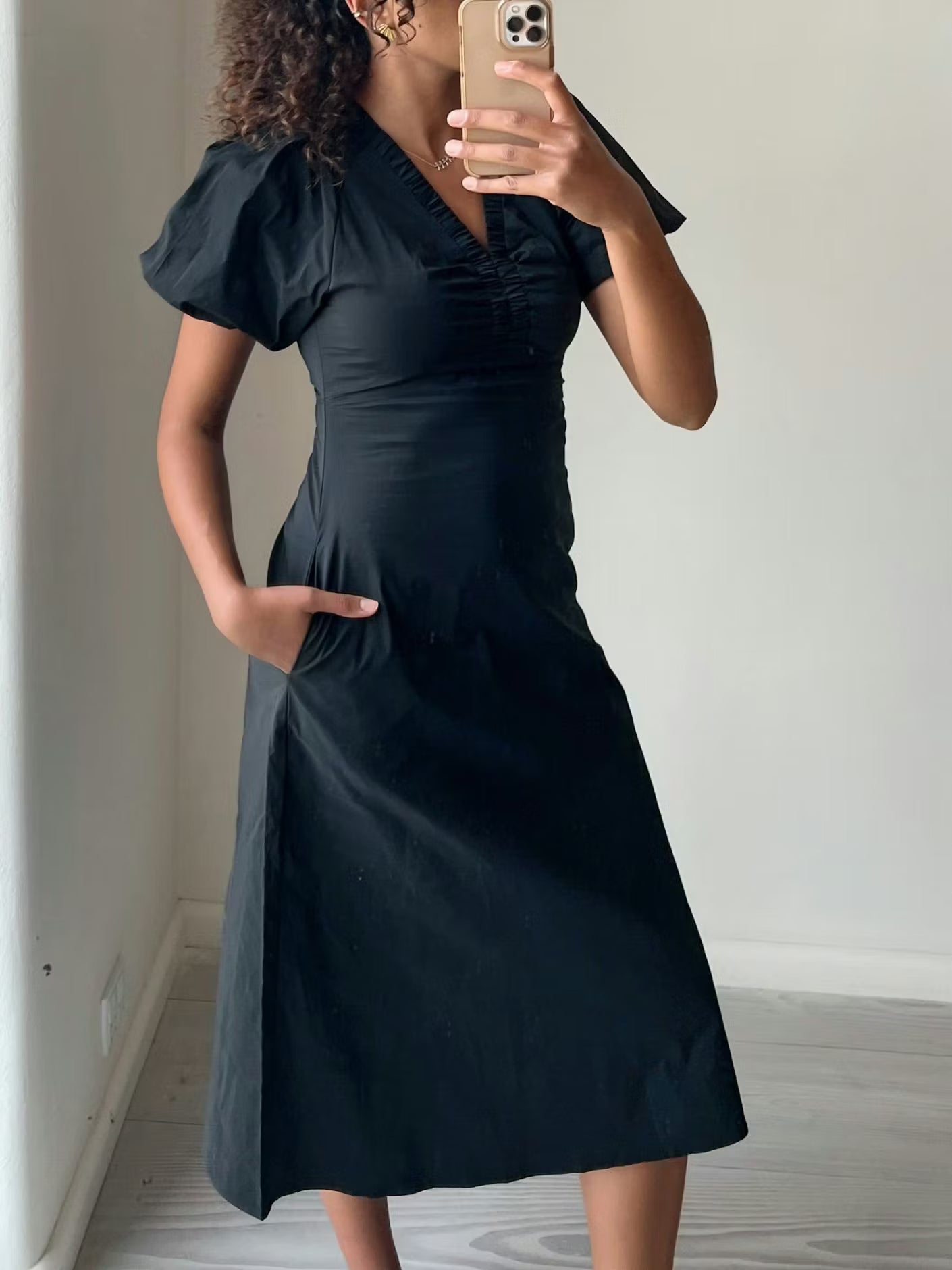 Illana Poplin Dress Black Neo Noir