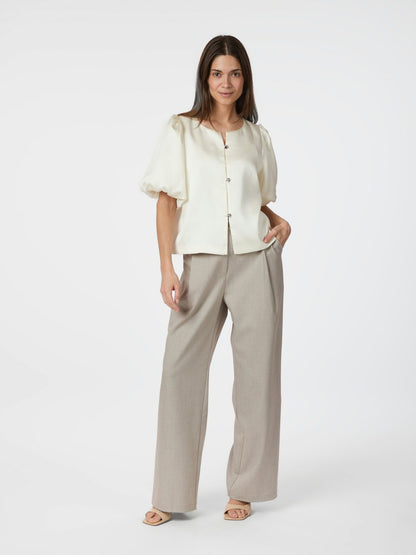 Aisa Dull Satin Blouse Ivory Neo Noir